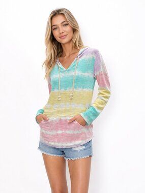 NWT Dreamsicle Pastel Tie Dye Hoodie Sweater Small